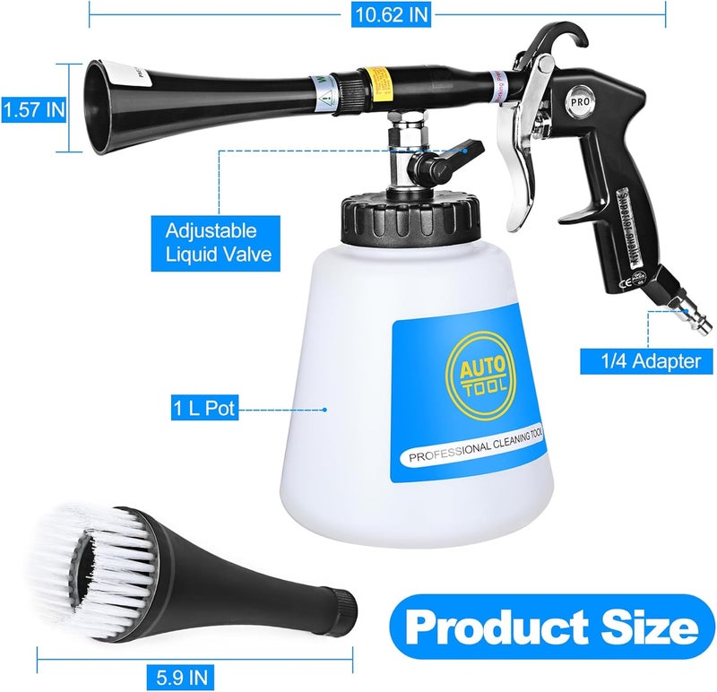phepetroll Car Cleaning Gun Kit Detailing Interior Dry Air Blow Gun with 2 Nozzle High Pressure Blower Cleaning Tool Kit for Car Surfaces Quickly Blasts Dust, Works with Air Compressor - Image 2